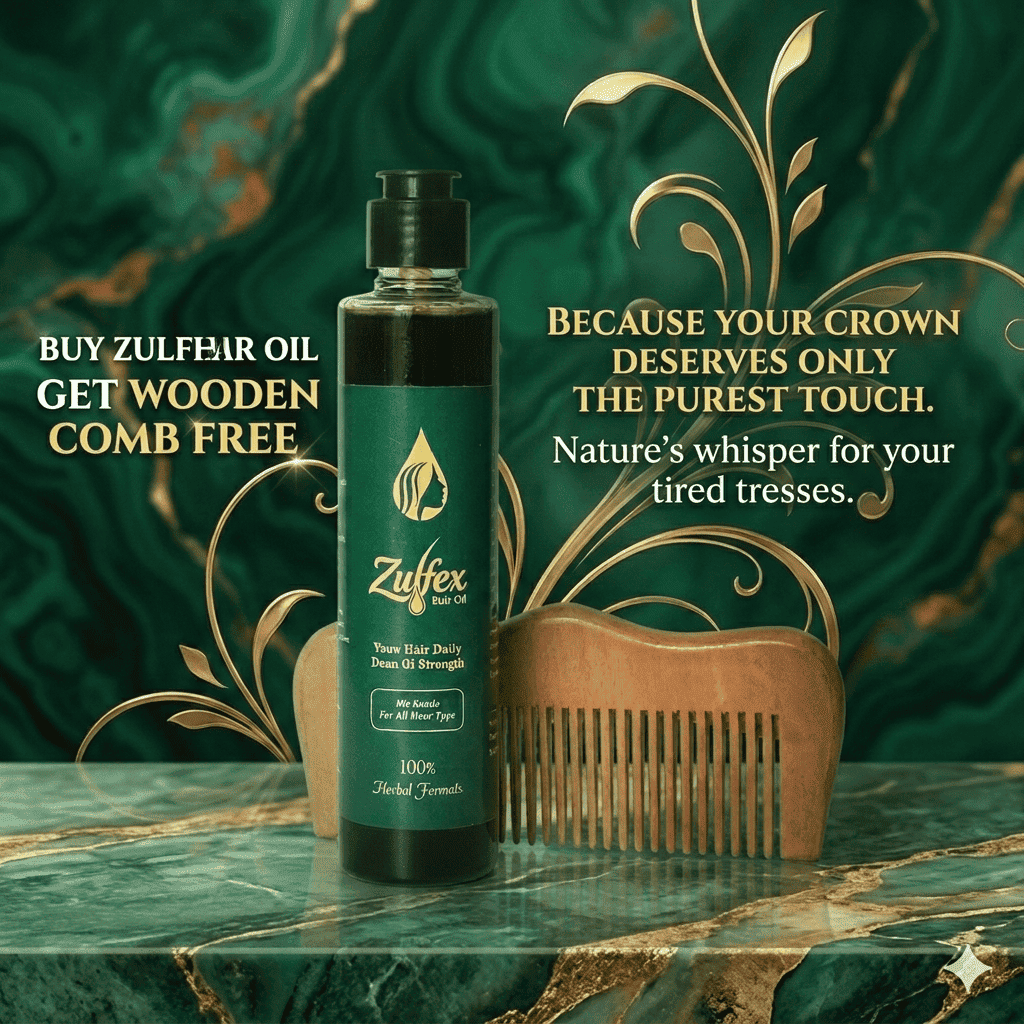 Pure Herbal Hair Oil & Handcrafted Wood Comb